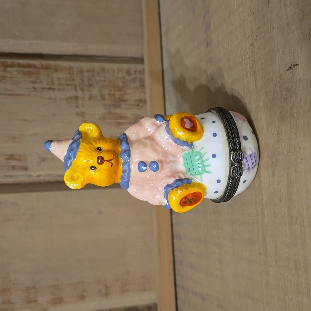 Birthday Bear Porcelain Hinged Trinket Box